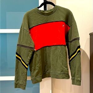 PE Nation army green and orange sweatshirt with zipper accent size small